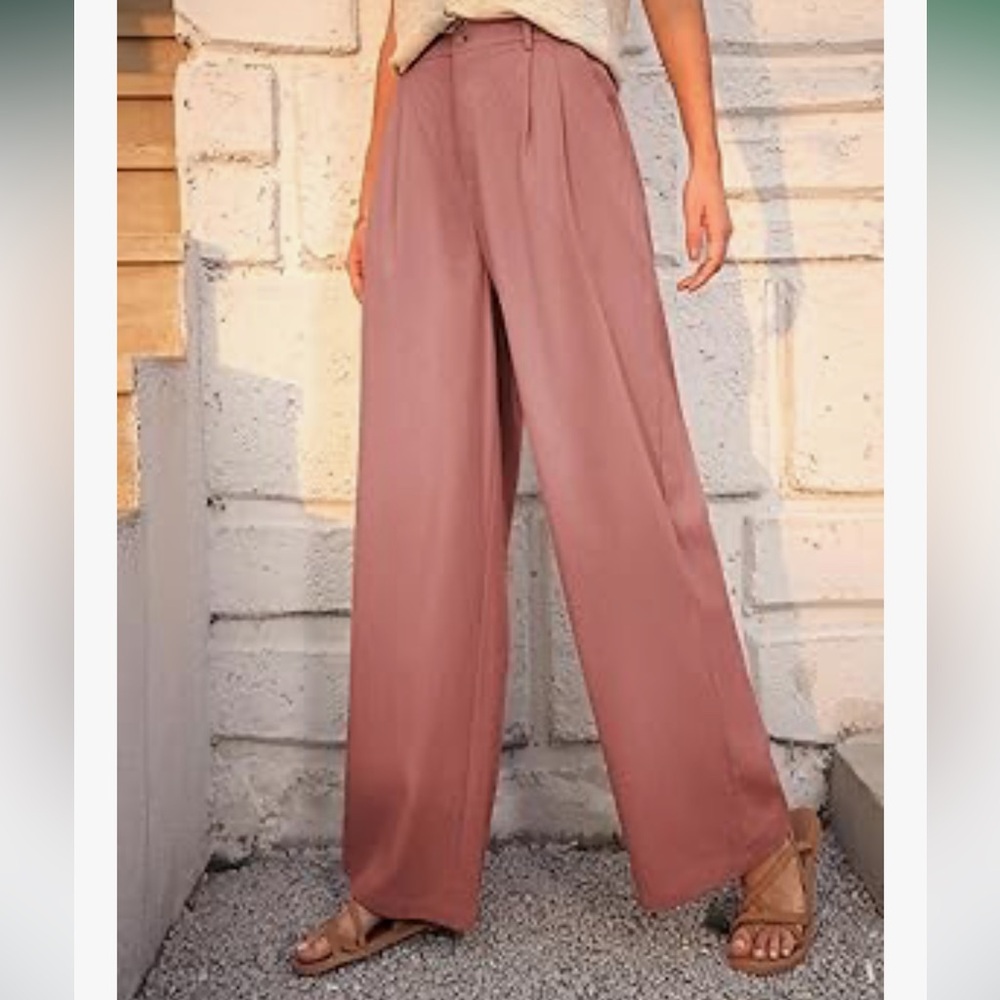 Grace Karin Dusty Rose Wide-Leg Pants